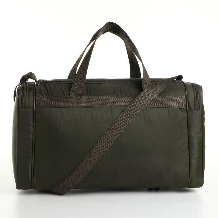 Сумка спортивная мужская на молнии, 3 наружных кармана, средний размер, цвет хаки