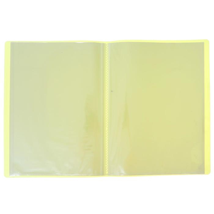 Папка с 10 вкладышами А4, 500 мкм, Calligrata, неон, жёлтая