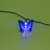 Гирлянда &laquo;Нить&raquo; 4.5 м с насадками &laquo;Бабочки&raquo;, IP44, тёмная нить, 30 LED, свечение синее/зелёное, 2 режима, солнечная батарея