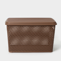 Ящик для хранения с крышкой &laquo;Ротанг&raquo;, 23 л, 45&times;30&times;26,5 см, цвет коричневый