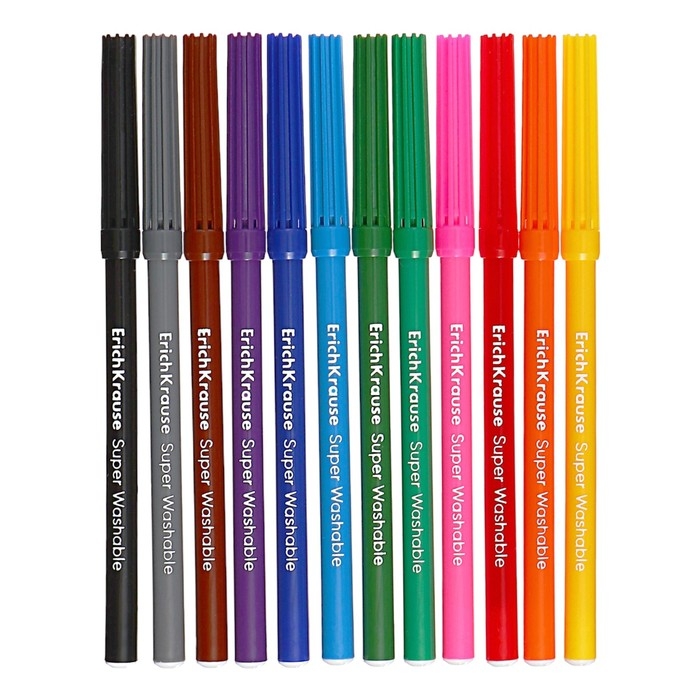 Фломастеры 12 цветов, ErichKrause, "Safari Ultra Washable" микс