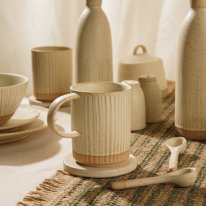 Набор кружек керамических SL Home &laquo;Виенто&raquo;, 350 мл, цвет бежевый