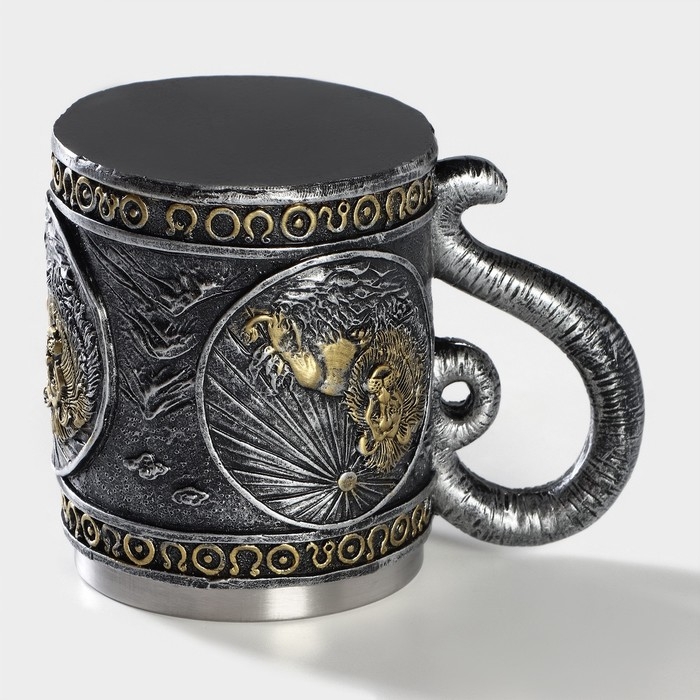 Кружка из нержавеющей стали &laquo;Лев&raquo;, 400 мл, цвет серебристый