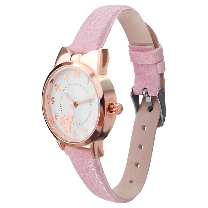 Женский подарочный набор "Кошечка" 2 в 1: наручные часы и браслет