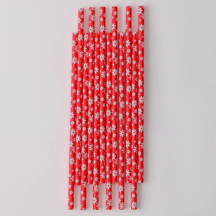 Новый год! Трубочки для коктейля &laquo;Снежинки&raquo;, набор 12 шт.