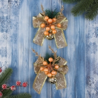 Украшение ёлочное "Композиция на бантике" (набор 2 шт ) ягодки, 13х15 см Украшение ёлочное "Композиция на бантике" (набор 2 шт ) ягодки, 13х15 см