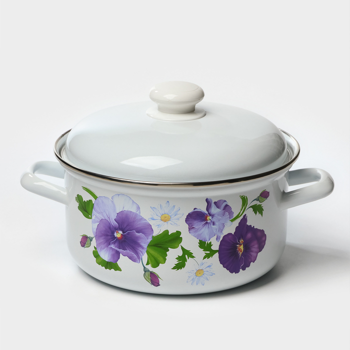 Кастрюля эмалированная &laquo;Анютины глазки&raquo;, 3 л, индукция