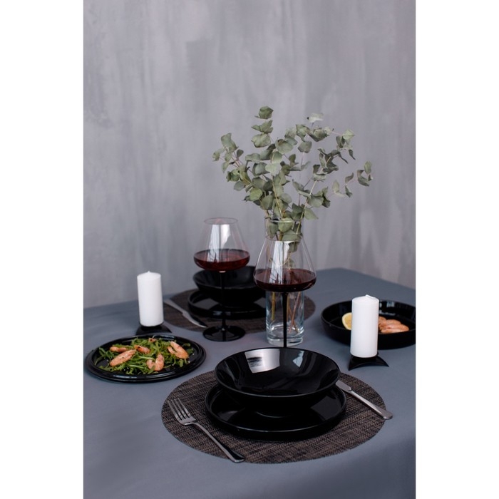 Набор фарфоровой посуды на 2 персоны Magistro La palla, 7 предметов: тарелка d=23 см, 2 тарелки d=23,2 см, 2 тарелки 1000 мл, 2 салатника 1000 мл, цвет чёрный