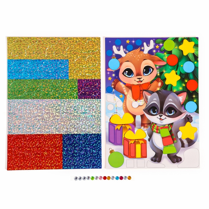 Аппликация форменными стикерами на новый год &laquo;Загадай желание&raquo;, новогодний набор для творчества