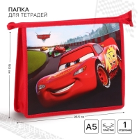 Папка для тетрадей А5, пластик, на молнии, Тачки Папка для тетрадей А5, пластик, на молнии, Тачки