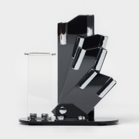 Набор кухонный на подставке &laquo;Изгиб&raquo;, 5 предметов: 4 ножа, 7,5 см, 10 см, 13 см, 15 см, овощечистка, цвет синий