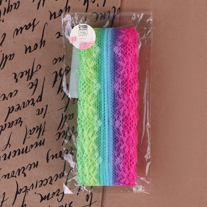 Кружево капроновое «Радуга светлая», 40 мм × 10 ± 1 м, цвет разноцветный №4 Кружево капроновое «Радуга светлая», 40 мм × 10 ± 1 м, цвет разноцветный №4