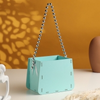 Кашпо деревянное 15,5х10х12 см "Сумочка", тиффани пастель-серебро Кашпо деревянное 15,5х10х12 см "Сумочка", тиффани пастель-серебро