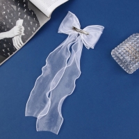 Зажим для волос "Школьница" бантик, 13х30 см, белый Зажим для волос "Школьница" бантик, 13х30 см, белый