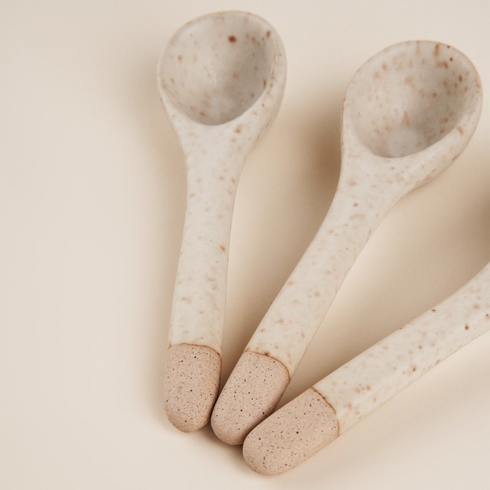 Набор ложек чайных из керамики SL Home &laquo;Виенто&raquo;, 10,5&times;2,8 см, цвет бежевый