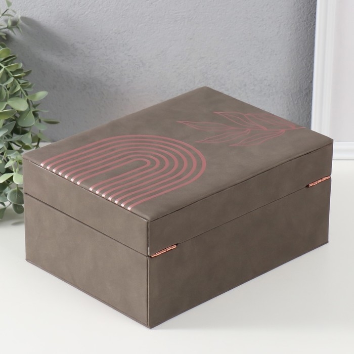 Шкатулка кожзам для украшений "Веточка. Радуга" коричневый 18х24,5х11 см