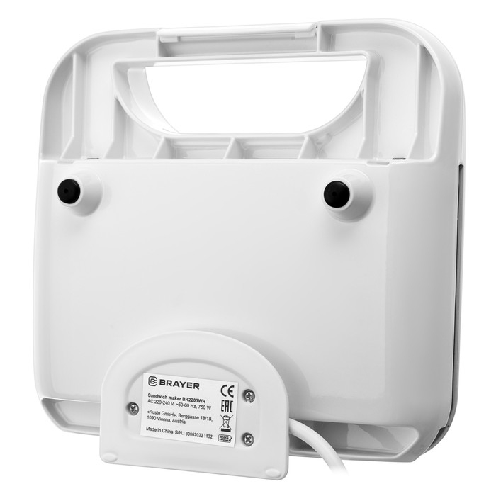 Сэндвичница BRAYER 2203BR-WH, 750 Вт, пластины с антипригарным покрытием, 22х12 см Сэндвичница BRAYER 2203BR-WH, 750 Вт, пластины с антипригарным покрытием, 22х12 см