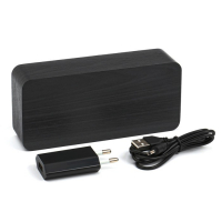 Часы - будильник электронные "Цифра-Т" настольные с термометром, деревянные, ААА, USB