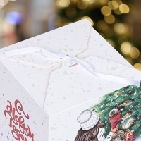 Новый год. Коробка складная, подарочная новогодняя "Домашний уют" 14 х 14 х 14 см. Новый год. Коробка складная, подарочная новогодняя "Домашний уют" 14 х 14 х 14 см.