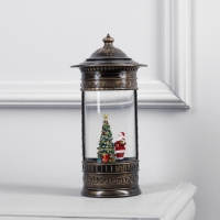 Светодиодная фигура &laquo;Фонарь с Дедом Морозом&raquo; 14 &times; 27 &times; 14 см, пластик, батарейки ААх3 (не в комплекте), USB, свечение тёплое белое