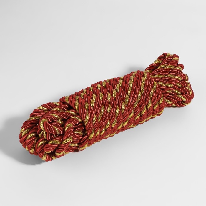 Шнур витой, d = 8 мм, 9 &plusmn; 1 м, цвет бордовый