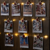 Гирлянда &laquo;Нить&raquo; 2 м роса с насадками &laquo;Прищепки-звёздочки&raquo;, IP20, серебристая нить, 20 LED, батарейки ААх2 (не в комплекте), свечение тёплое белое