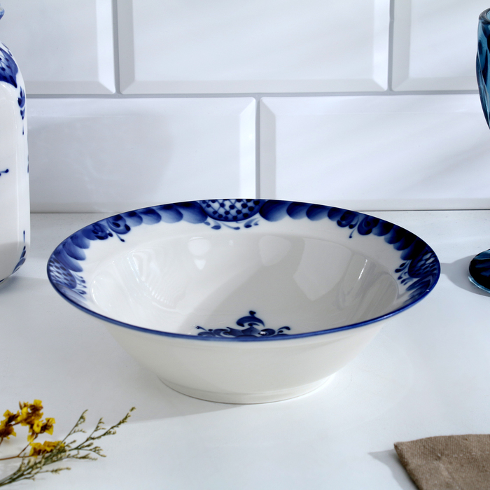 Тарелка &laquo;Трапеза&raquo;, большая, D=20 см, гжель