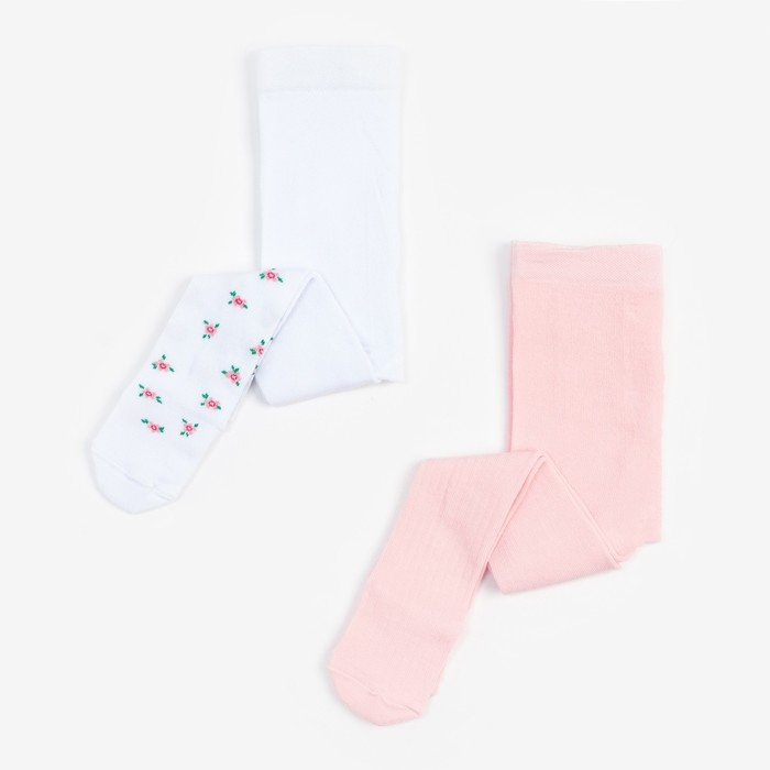 Набор колготок Крошка Я &laquo;Цветочек&raquo;, рост 68-74 см, цвет белый/розовый