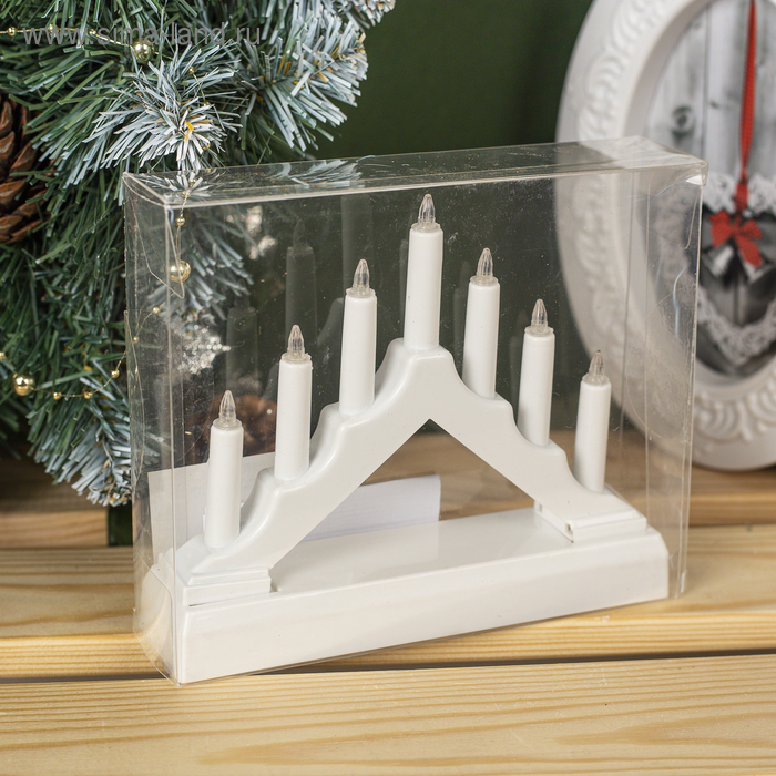 Светодиодная фигура &laquo;Белая рождественская горка&raquo;, пластик, батарейки ААх2 (не в комплекте), свечение тёплое белое