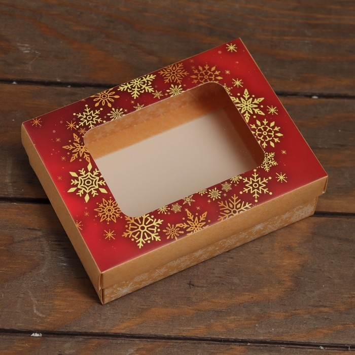 Новый год. Коробка складная, крышка-дно, с окном Новый год. Коробка складная, крышка-дно, с окном "С Новым Годом" 16,5 х 12,5 х 5,2 см