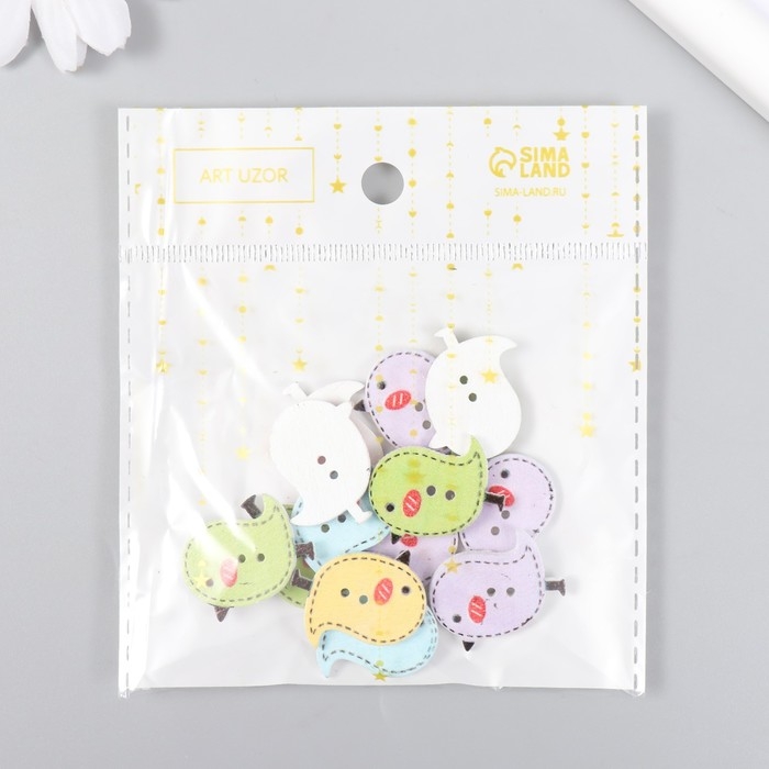 Набор пуговиц декоративных дерево &laquo;Птички&raquo;, набор 12 шт., 2.6&times;2.4 см