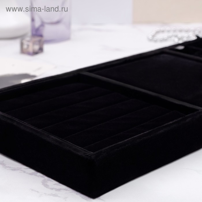 Подставка для колец 7 полос, флок, 35×24×3 см, цвет чёрный Подставка для колец 7 полос, флок, 35×24×3 см, цвет чёрный