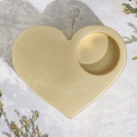 Подсвечник "Сердце большое. Мрамор" из гипса,10,5х9х4,5см,золото