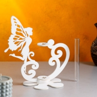 Кашпо деревянное 13.5×13×24 см с 1 колбой "Фея", белый Дарим Красиво Кашпо деревянное 13.5×13×24 см с 1 колбой "Фея", белый Дарим Красиво