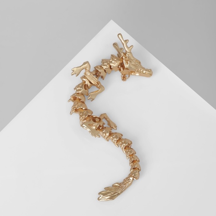 Брошь &laquo;Дракон&raquo; длинный подвижный, цвет матовое золото