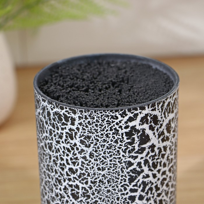 Подставка для ножей с наполнителем Доляна &laquo;Кракле&raquo;, 14&times;9 см, цвет чёрный