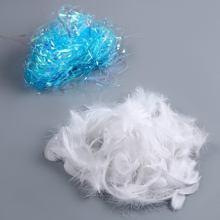 Набор для творчества и декора &laquo;Перья белые + наполнитель&raquo;, цвет голубой