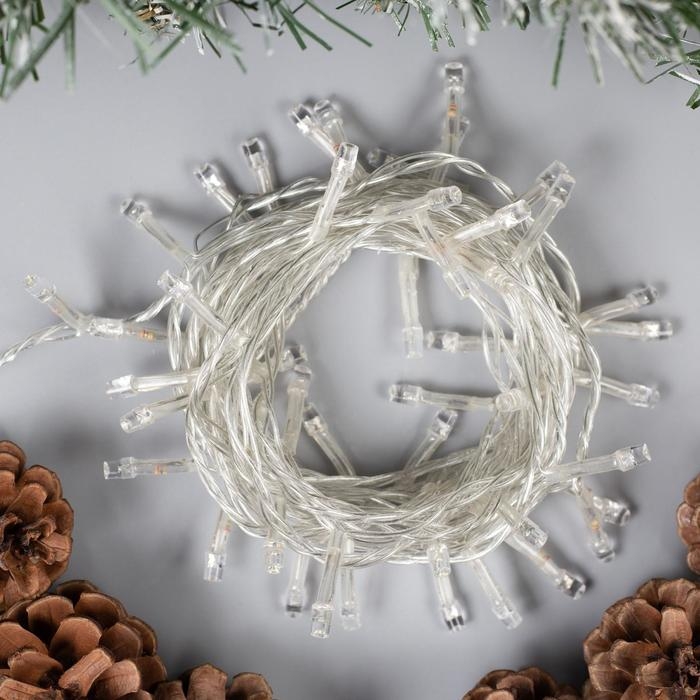 Гирлянда &laquo;Нить&raquo; 5 м, IP20, прозрачная нить, 50 LED, свечение белое, 8 режимов, 220 В