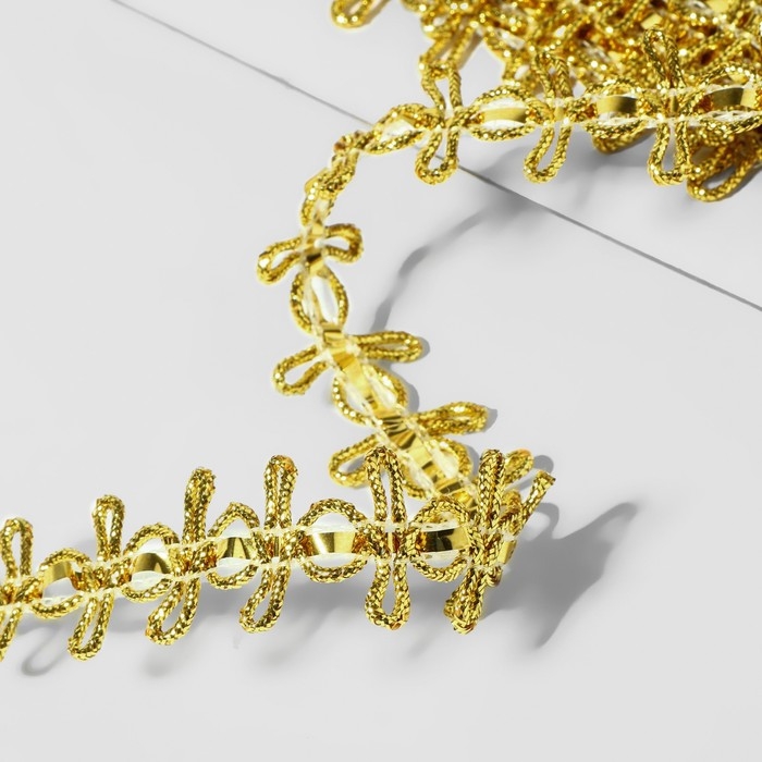 Тесьма декоративная, 18 мм, 10 &plusmn; 1 м, цвет золотой