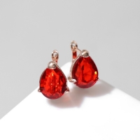 Серьги со стразами «Эдель» капля идеал, цвет красный в розовом золоте Серьги со стразами «Эдель» капля идеал, цвет красный в розовом золоте