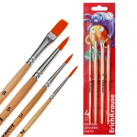 Набор кистей синтетика 4 штуки, ErichKrause "JollyFriends" для акварели и гуаши, в блистере Набор кистей синтетика 4 штуки, ErichKrause "JollyFriends" для акварели и гуаши, в блистере