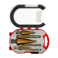 Набор сверл ступенчатых и фрезерных ТУНДРА, HSS, TIN, 4-12 мм, 4-20 мм, 4-32 мм, 3/6/8 мм Набор сверл ступенчатых и фрезерных ТУНДРА, HSS, TIN, 4-12 мм, 4-20 мм, 4-32 мм, 3/6/8 мм