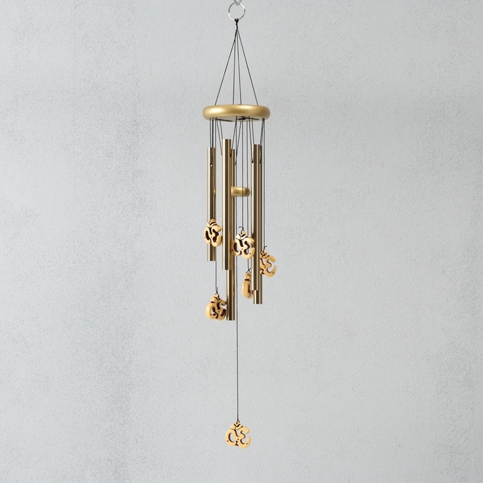 Музыка ветра металл "Символ Ом" 5 трубок 60 см