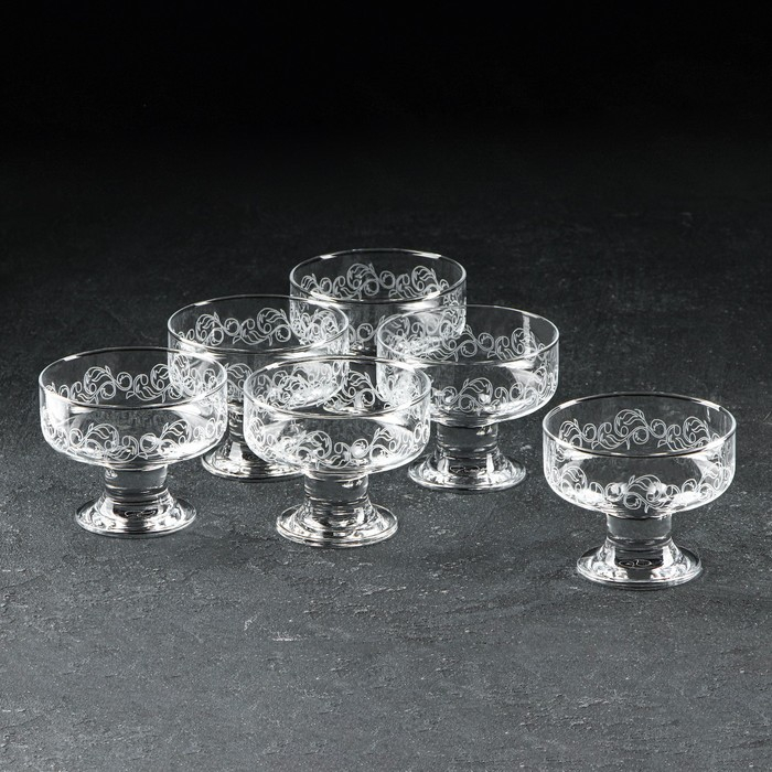 Набор креманок &laquo;Флора&raquo;, 220 мл, с гравировкой, 6 шт