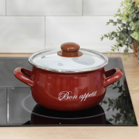 Кастрюля эмалированная &laquo;Бордо&raquo;, 2,1 л, индукция, цвет бордовый