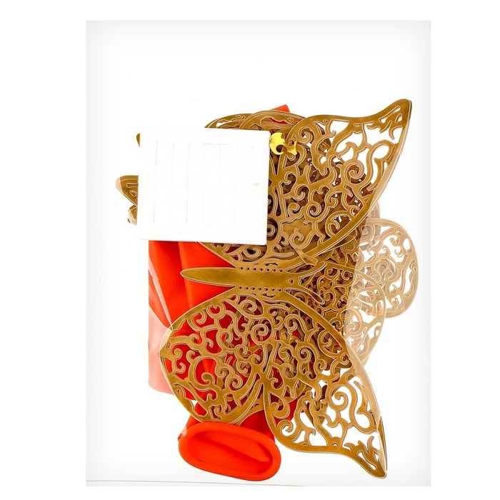 Шар латексный 18" &laquo;Жёлтые бабочки&raquo;, оранжевый, пастель, с наклейками