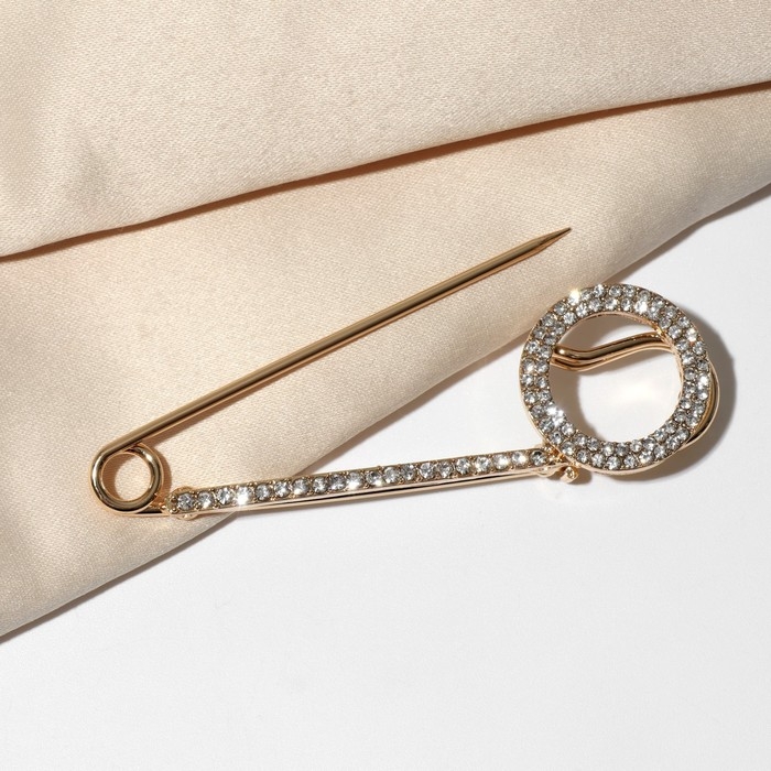 Булавка &laquo;Симпл&raquo; круг, 7 см, цвет белый в золоте