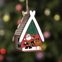 Ёлочная игрушка &laquo;Домик с Сантой&raquo;, от батареек, свечение тёплое белое