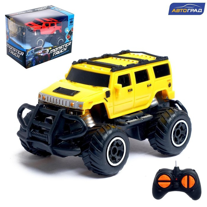 Джип радиоуправляемый &laquo;Хамер&raquo;, работает от батареек, цвет жёлтый