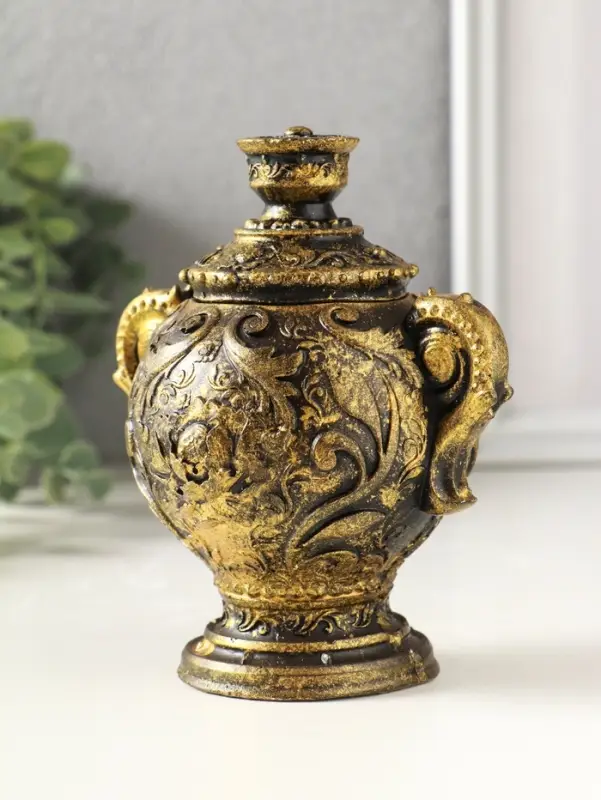 Шкатулка для украшений &laquo;Самовар&raquo; 10&times;12&times;8 см, гипс, состаренное золото